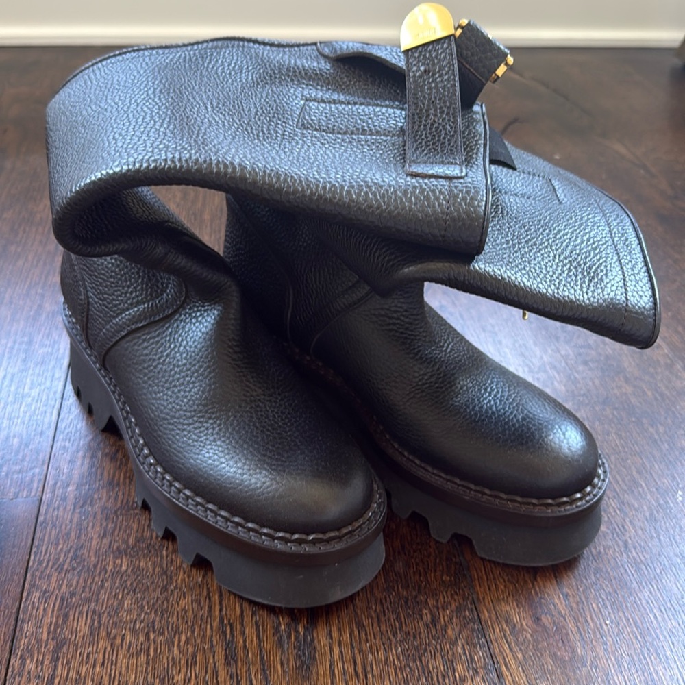 NWOT Chloe Chunky Black Moto Boots, Size 39